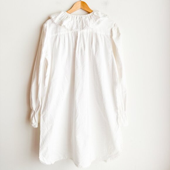Suttles and Seawinds White Flannel Ruffle Trim Short Night Gown L - Picture 6 of 6